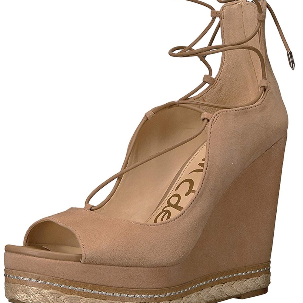 Sam Edelman Harriett tan lace up espadrilles